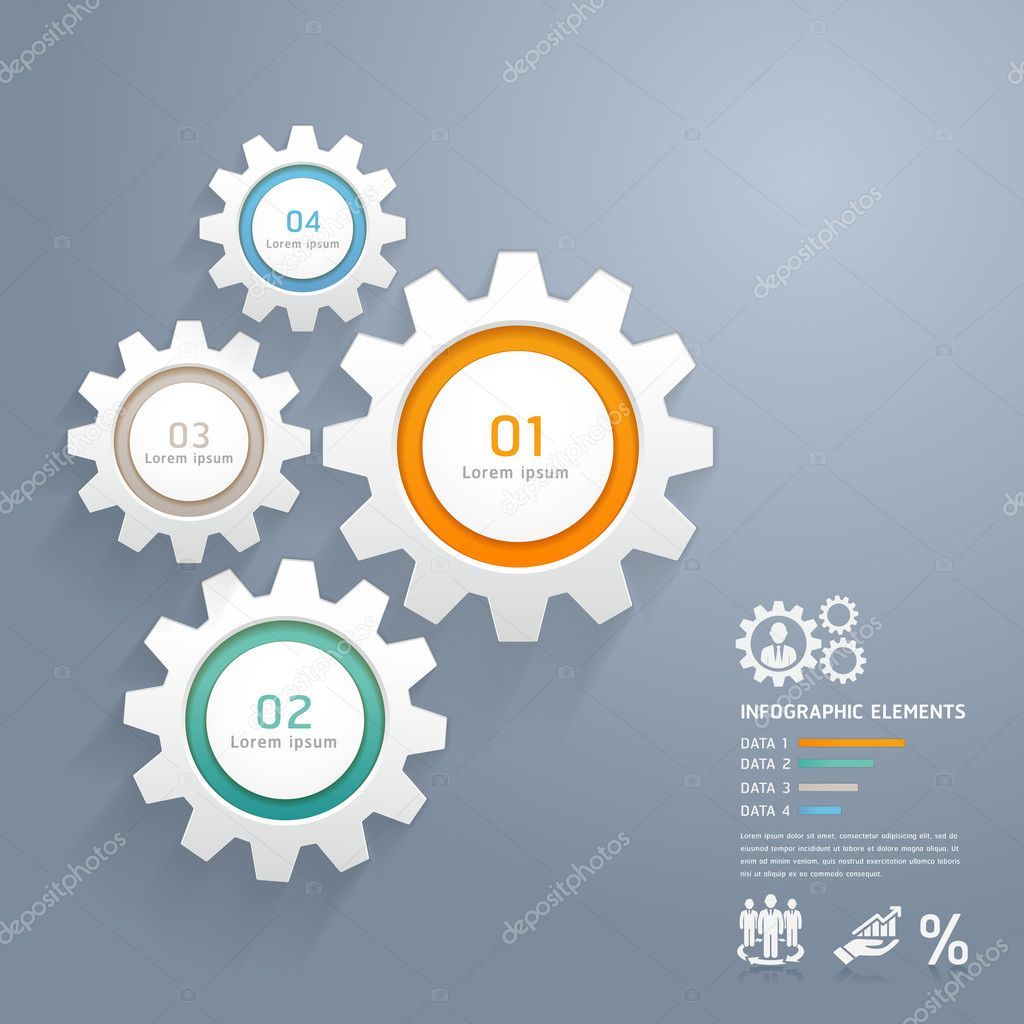 Color Gears Infographics Number Options Banner & Card.