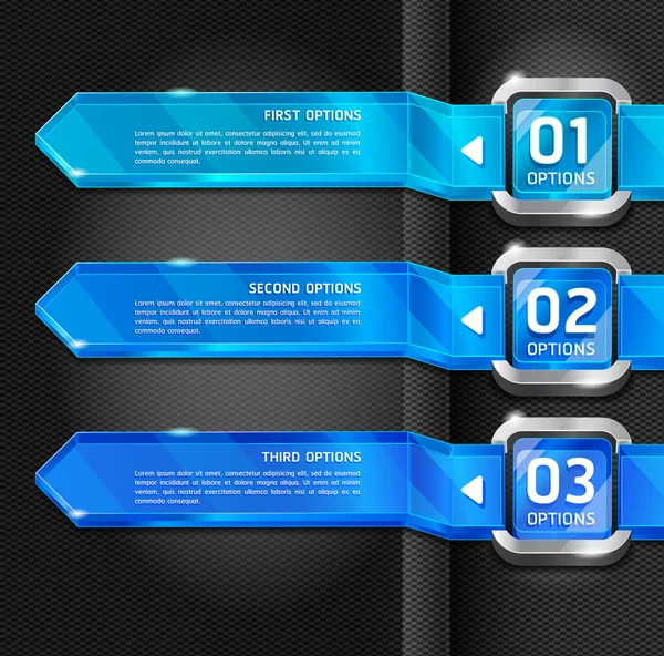 Botones azules Sitio web Opciones de número de estilo Banner y tarjeta Backgrou — Vector de stock