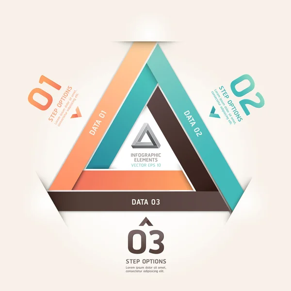 Banner de opções de número de estilo de origami triângulo infinito moderno. Ve — Vetor de Stock