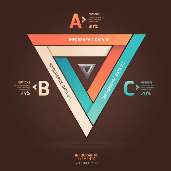 Bannière moderne d'options de style origami triangle infini. Vecteur il — Image vectorielle