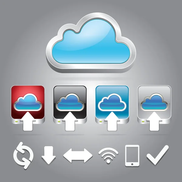 Conjunto de iconos de tecnología Cloud. Ilustración vectorial — Archivo Imágenes Vectoriales