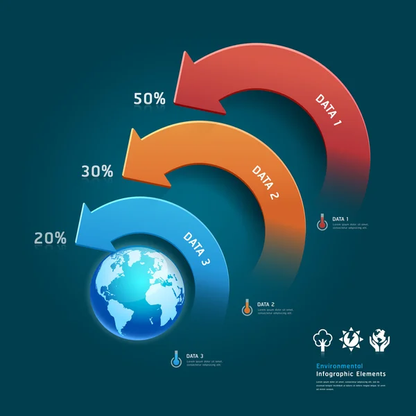 Elementos infográficos de proteção ambiental com mapa global . — Vetor de Stock