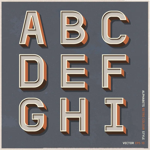 アルファベットのレトロな色のスタイルです。ベクトル イラスト. — ストックベクタ