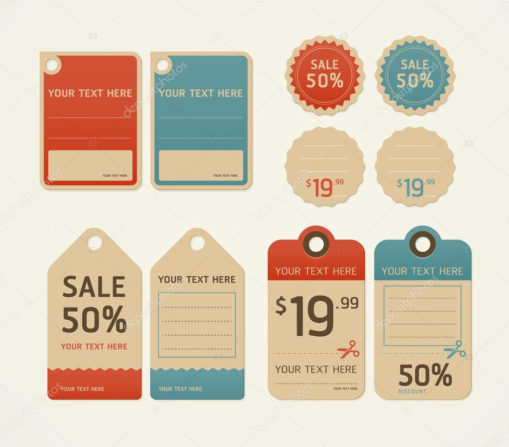 Price tags retro color design, vector illustration.