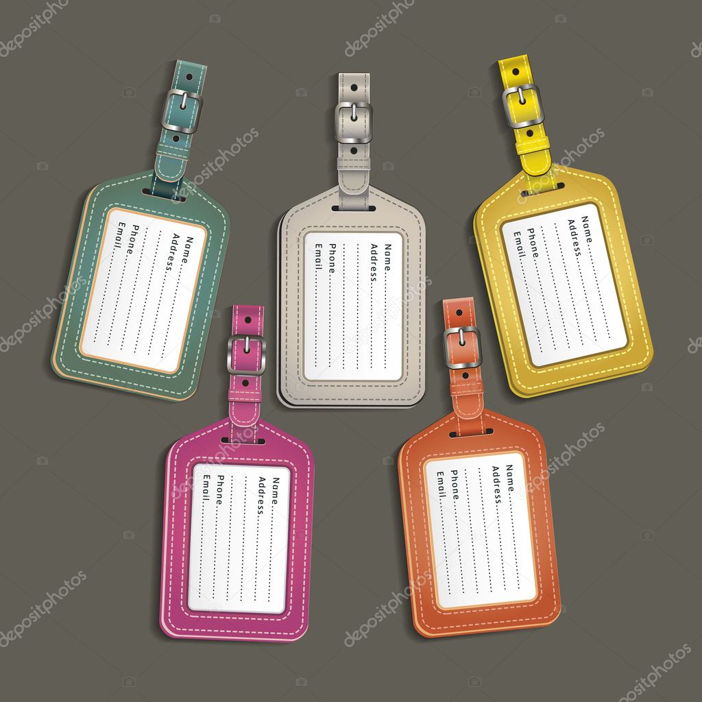 Leather luggage tags labels. Vector illustration