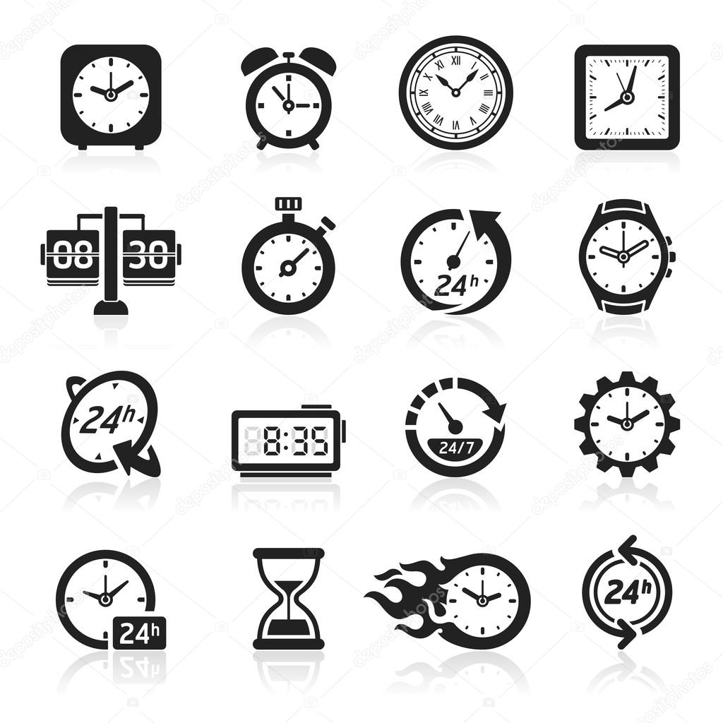 Clocks icons. Vector illustration