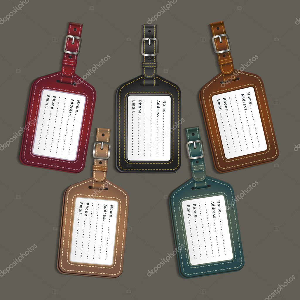 Leather luggage tags labels. Vector illustration