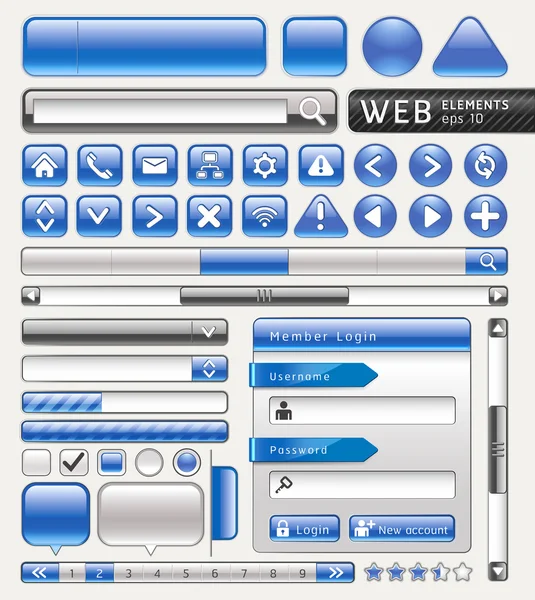 Botones en blanco para el sitio web y la aplicación. Ilustración vectorial — Vector de stock