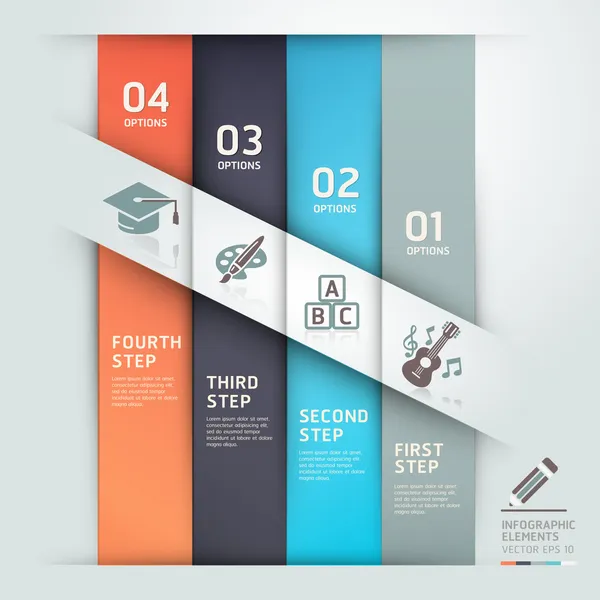 Modern education step options template origami style. — Stock Vector