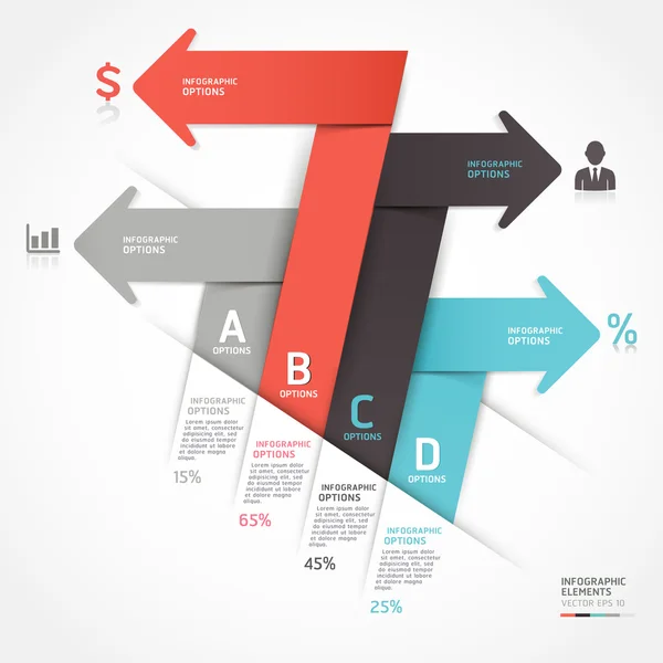 モダンなビジネス矢印折り紙スタイル ステップ アップ オプション. — ストックベクタ