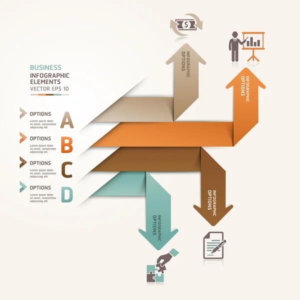 Современный стиль оригами со стрелками бизнеса . — стоковый вектор