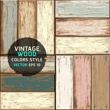 Wooden vintage color texture background. vector illustration.