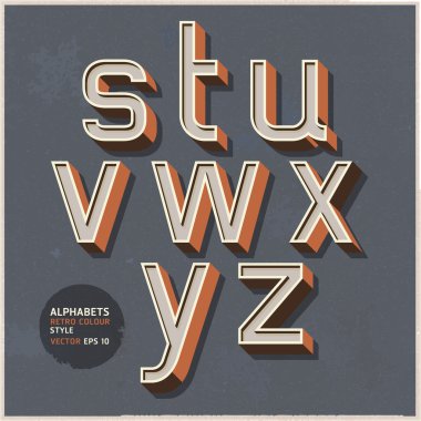 alfabe retro renk stili. vektör çizim.