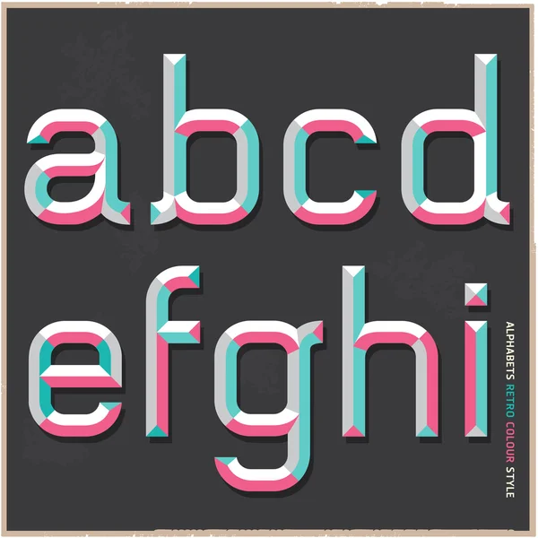 Alphabet retro colour style. — Stock Vector