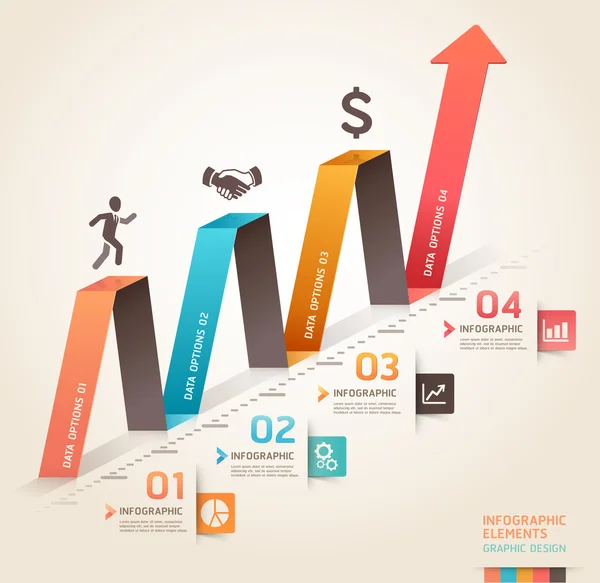 Infografías empresariales modernas plantilla de flecha de origami . — Archivo Imágenes Vectoriales