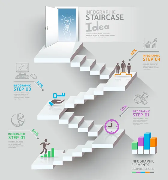 Escalera de negocios idea de pensamiento — Vector de stock