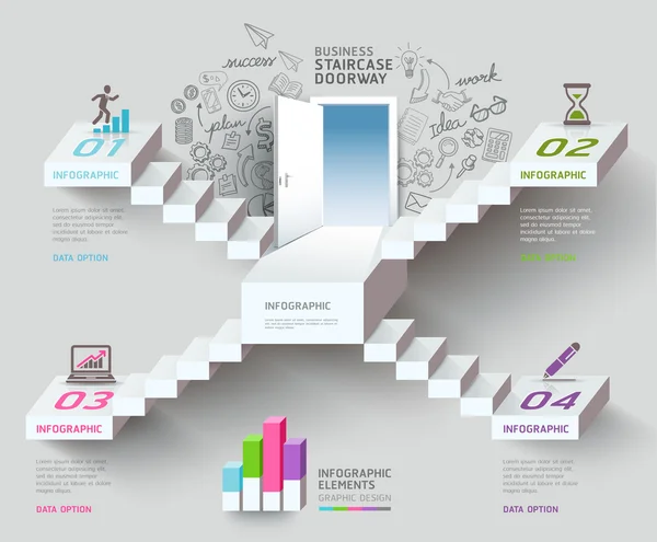 Escalera de negocios idea de pensamiento — Vector de stock