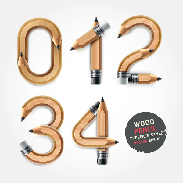Wood pencil alphabet style — Stock Vector