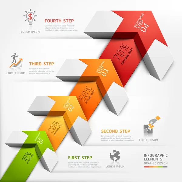 3D-stap omhoog pijl trap — Stockvector