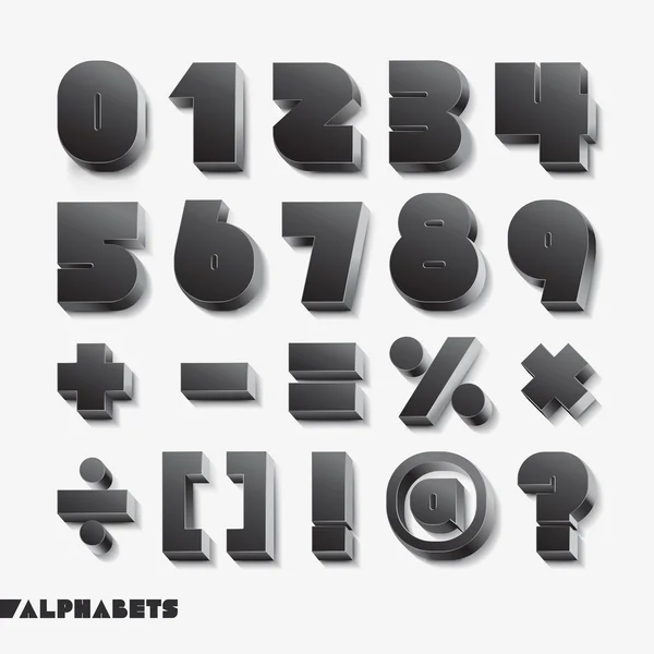 3D alphabet number — Stock Vector