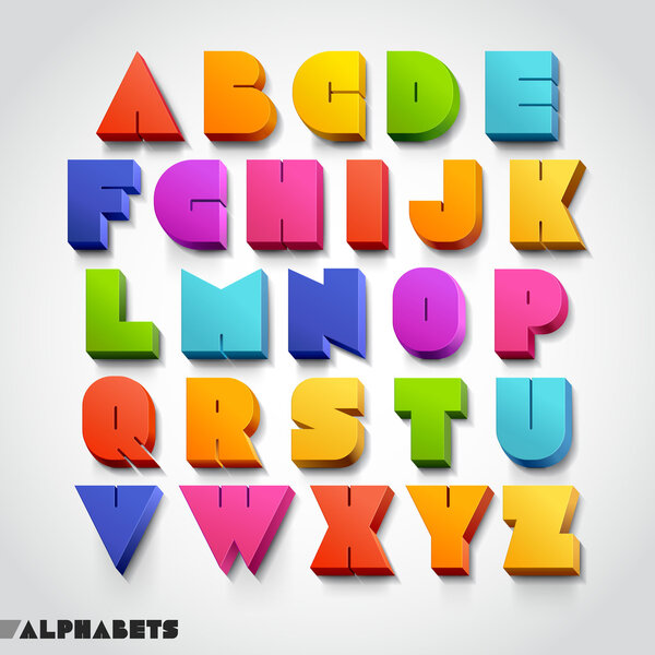 3D alphabet number colorful