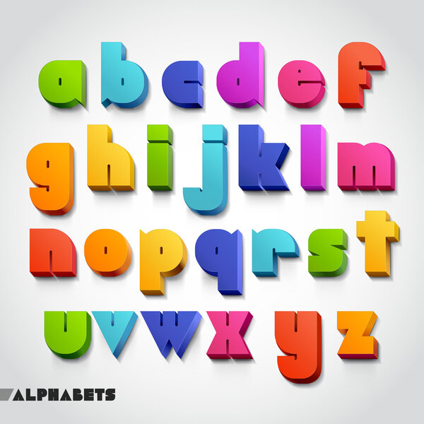 3D alphabet number colorful
