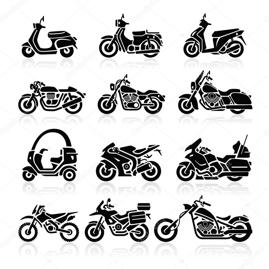 Motorcycle Icons set. Vector Illustration.