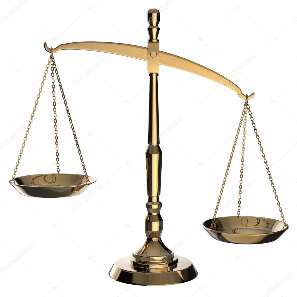 Gold scales of justice