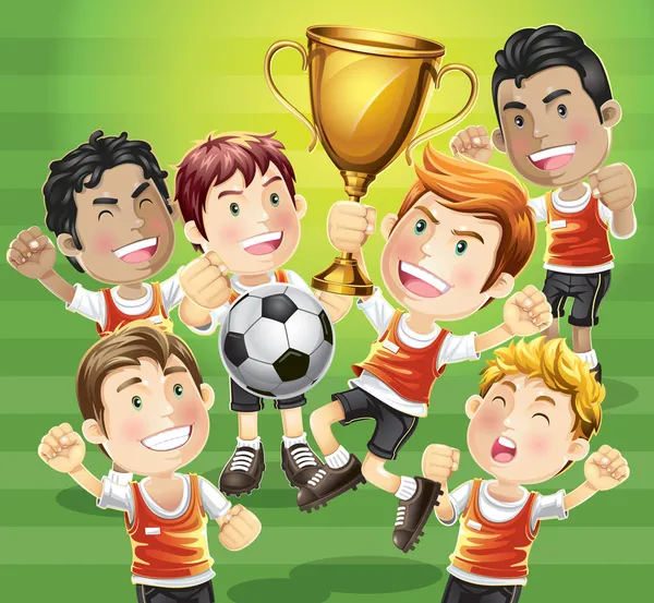 Niños fútbol — Vector de stock