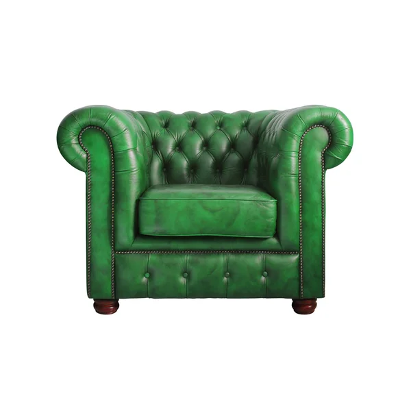 Zielony skórzany fotel — Zdjęcie stockowe
