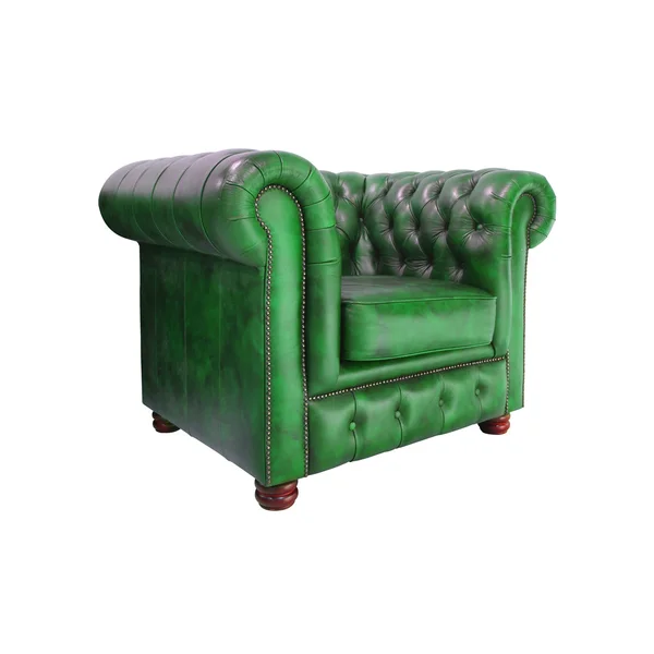 Zielony skórzany fotel — Zdjęcie stockowe