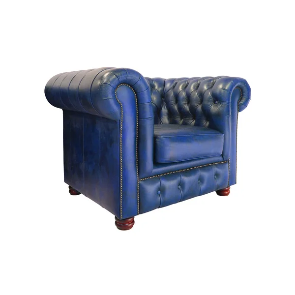 Blauw lederen fauteuil — Stockfoto