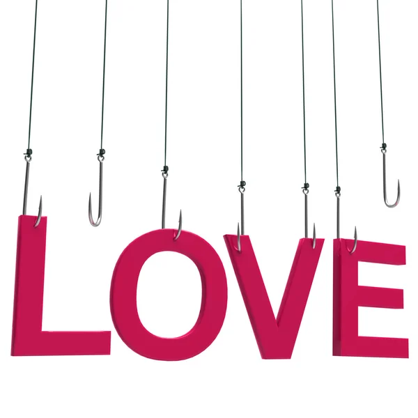 "Kärlek "hängande på kroken. — Stockfoto