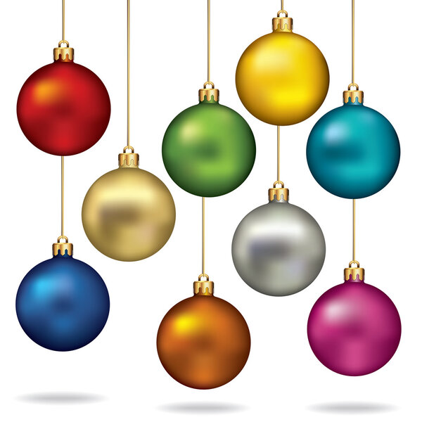 Christmas balls color set. Vector illustration.