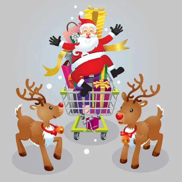 Santa claus en twee rendieren — Stockvector