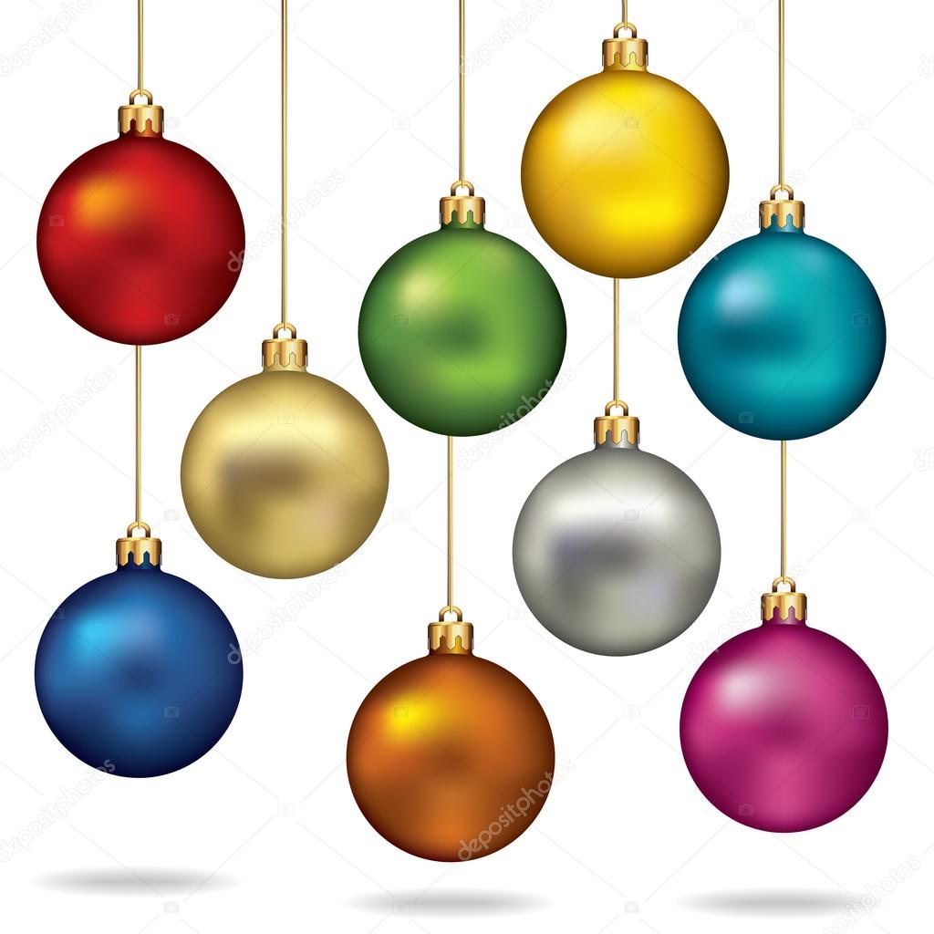 Christmas balls color set. Vector illustration.