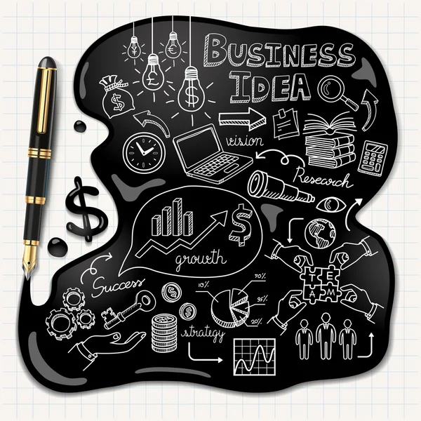 Business doodles ikoner set — Stock vektor