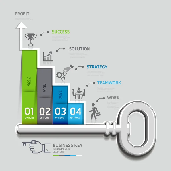 Infografica scala chiave aziendale — Vettoriale Stock