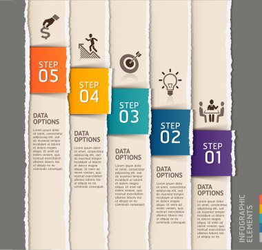 yırtılmış kağıt tarzı modern infographics şablonu.