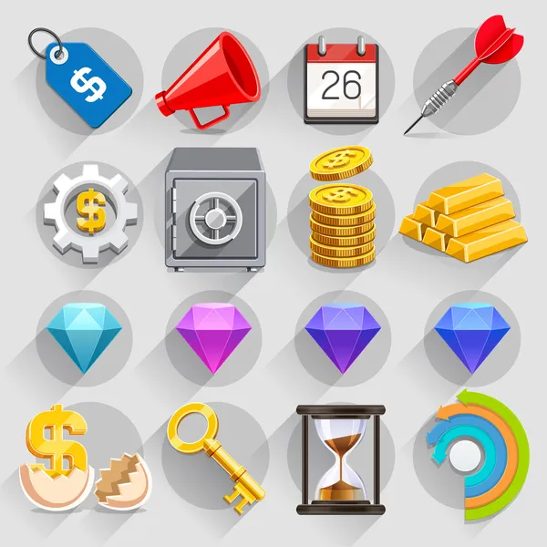 Ensemble de couleurs d'icônes plates d'affaires . — Image vectorielle