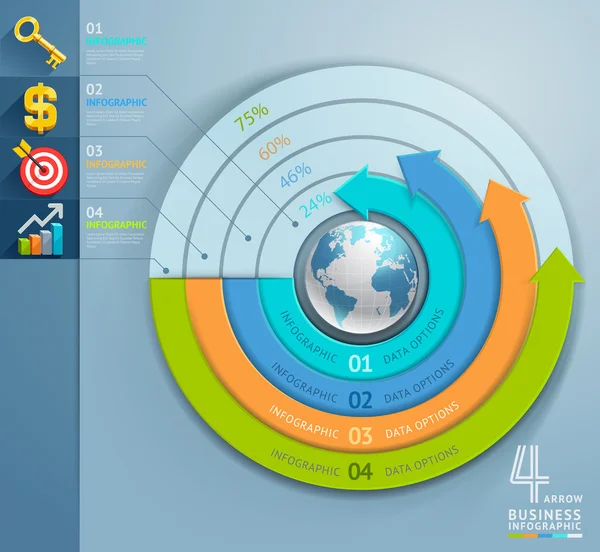 Iş ok infographics daire şablonu. — Stok Vektör