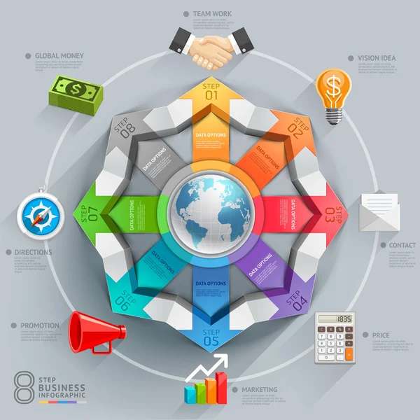 Diagrama de seta global de negócios . — Vetor de Stock
