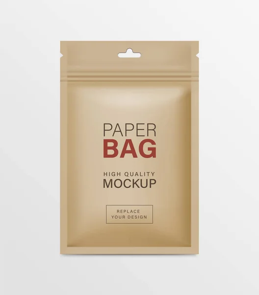 Paper Pouch Zipper Bag Packaging Mockups — Stock Vector