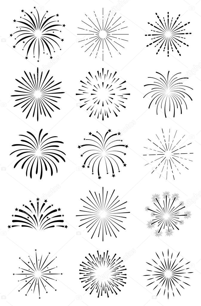 Set of Fireworks symbol icons
