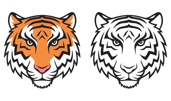 Tigre Cara Silueta Vector Ilustración — Vector de stock