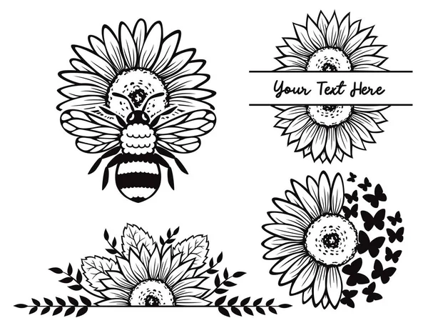 Ilustraciones Vector Silueta Girasol — Vector de stock