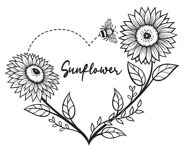 Zonnebloem Krans Silhouet Vector Illustraties — Stockvector