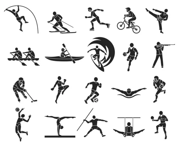 Deporte Icono Conjunto Color Negro — Archivo Imágenes Vectoriales