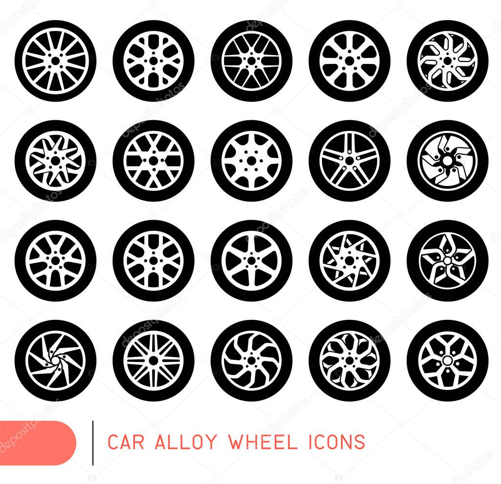 Car alloy wheel icons