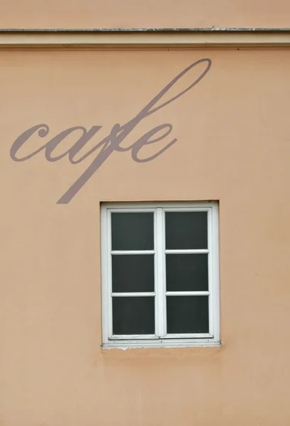 Window and cafe sign — Stock Photo, Image